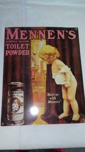 Mennen�s Toilet Powder Sign. 14.75 X 11.75 in.