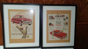 1949 Ford Framed Advertising. Car Of the Year. Frames Need Cleaning.