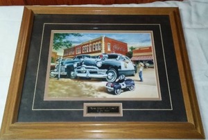 New Sheriff in Town By Dan Hatala. Coca - Cola, Levy, Barber Shop. 23.25 X 19.25 in., Framed and Matted.