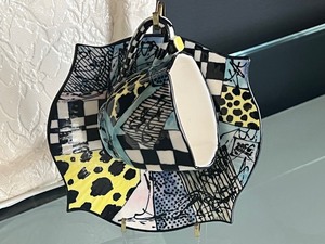 lot 83 image: Artisan Created Platter and Two TeacupsSaucers