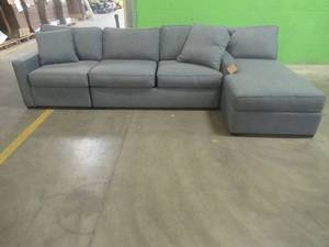 CREATED FOR MACYs JONATHAN LOUIS FURNITURE, Upholstered Left  Arm Facing Chair, 35x35x30H, Armless Loveseat 63x35x30 and LAF Chaise 35x63x30(From Sectional) in Grey.
