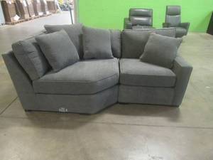 CREATED FOR MACYs JONATHAN LOUIS FURNITURE, Upholstered RAF Chair 34x39x30 And Wedge (Rip On Top Corner (See Photos) 51x51x30 (From Sectional) in Dark Gray.