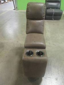 CREATED FOR MACYs TIMBERLAND FURNITURE, Leather Upholstered Center Console 39 x 13 x 42 Tall (From Sectional) in Brown.