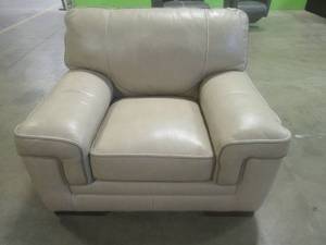 CREATED FOR MACYs TRAYTON FURNITURE, Leather Upholstered Arm Chair 45 x 40 x 32 Tall in Beige.