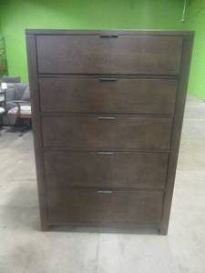 CREATED FOR MACYs HOME MERIDIAN FURNITURE, Solid Wood 5-Drawer Dresser With Velvet Inlay in Top Drawers, Approximate Dimensions 37 x 18 x 54 Tall.