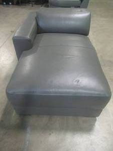 CREATED FOR MACYs JASON FURNITURE Leather Upholstered Chaise (Chaise Only Part of Sectional MISSING HEADREST) in Grey. Approximate Dimensions 67 x 42 x 28 Tall.
