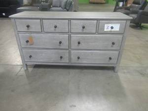 CREATED FOR MACYs RIVERSIDE FURNITURE Solid Wood 8-Drawer Dresser With Velvet Inlay Top Drawers and Cedar Lined Bottom Drawers in Grey.  Approximate Dimensions 66 x 19 x 36 Tall.