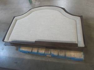 CREATED FOR MACYs FURNITURE Upholstered Headboard With Dark Wood Border.  Approximate Dimensions 64 x 46 Tall.