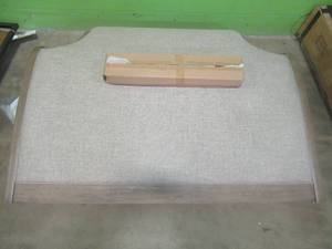 CREATED FOR MACYs FURNITURE, Upholstered Queen Headboard (Headboard Only) With Wood Border Slight Corner and Edge DingsScratches (see photos). Approximate Dimensions 66 X 48 Tall.