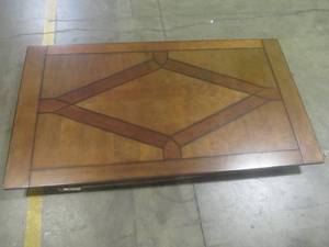 CREATED FOR MACYs FURNITURE, Solid Wood Dining Table Top With Inlay Pattern. Some slight corner and edge damage. Approximate Dimensions 44 x 82.