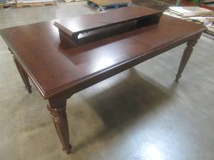 CREATED FOR MACYs FURNITURE, Solid Wood Dining Table, Scratch and Dent Corner and Edge Damage (See Photos). Approximate Dimensions 44 x 72 x 30 12 Tall, Includes 12 Leaf.