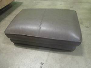 CREATED FOR MACYs VIOLINO FURNITURE Leather Upholstered Ottoman in Brown - Missing One Screw to fasten the legs, Approximate Dimensions 32 x 21 x 15 Tall.