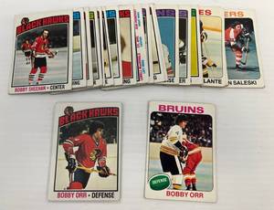 Group Of 1975 - 76 Topps NHL Hockey Trading Cards Including Bobby Orr And More