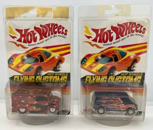 Pair Of Vintage HotWheels Flying Customs In Protective Sleeves (Foam Tape On Back)