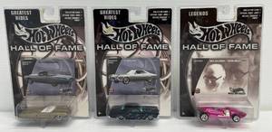 Group Of 2002 HotWheels Hall Of Fame Die-Cast Cars NIB  In Protective Sleeves (Foam Tape On Back)