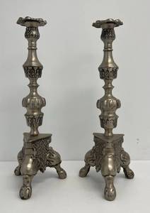 Heavy Casted Metal Candle Holders 16 Tall