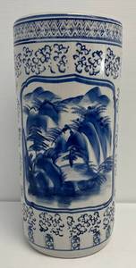 Vintage Chinese Blue And White Umbrella Holder ( 5 HairLine Crack )