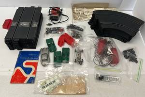 Vintage Strombecker Road Racing Slot Car Track Including Slot Car Bodies And Parts