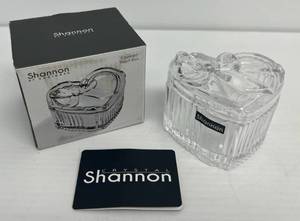 Shannon Brand Crystal Heart Shaped Trinket Box 3 58W x 3 14D  x 2 34T
