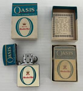 Two Vintage Oasis Cigarettes Advertisment Lighters NIB
