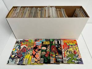 Full Short Box Of Misc. DC & Marvel Comic Books Some In Plastic Bags Some Sleeved And Carded