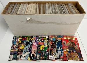 Full Long Box Of Misc. DC & Marvel & Independent Comic Books Some In Plastic Bags Some Sleeved And Carded