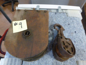 lot 9 image: Antique Pulleys