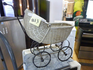 lot 13 image: Antique Doll Baby Buggy