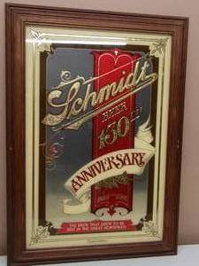 lot 16 image: VINTAGE LIMITED EDITION -  SCHMIDT BEER 130TH ANNIVERSARY 1855-1985 THE BREW THAT GREW TO BE BEST IN THE GREAT NORTHWEST - FANTASTIC PIECE - APPROX 20 By 28 - SEE PICTURES