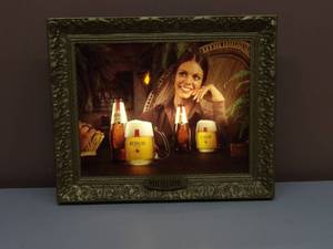 lot 20 image: RARE - VINTAGE 1979 MICHELOB BEER LIGHTED SIGN - LADY ENJOYING A MICHELOB - WORKS - NICE - RARE OLD SCHOOL PIECE - APPROX 18 By 15 - SEE PICTURES