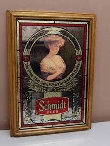lot 23 image: VINTAGE SCHMIDT BEER THE BREW THAT GREW WITH THE GREAT NORTHWEST BAR SIGN  MIRROR  - AWESOME PIECE - APPROX 15 By 21 - SEE PICTURES