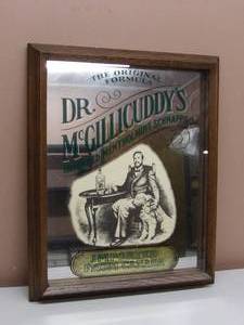 lot 27 image: VINTAGE DR. McGILLICUDDYS IMPORTED MENTHOLMINT SCHNAPPS SHADOW BOX BAR SIGN  MIRROR - HEAVY - AWESOME PIECE - NICE - APPROX 18 By 22 - SEE PICTURES