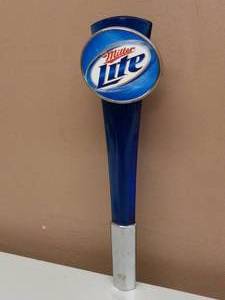 lot 36 image: MILLER GENUINE DRAFT PUB STYLE TAP HANDLE, NEW OLD STOCK & MILLER LITE BEER TAP HANDLE - NICE SET - SEE PICTURES