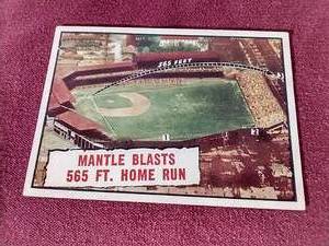 lot 41 image: 1961 Mantle Blasts 565 Ft Home Run Card