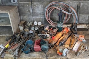 lot 58 image: Assortment of Welding Equipment and Supplies, Regulators, Safety Goggles, Drills Bits and More