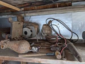 lot 225 image: Vintage Pulleys, Counter Weights, Hammer, Etc.
