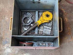 lot 215 image: Vintage Kehne Electric Co Metal Toolbox and Contents