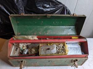 lot 107 image: Craftsman Toolbox with Screws, Fittings and Light Switch Covers