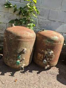 lot 232 image: Two Vintage Brunner Eng. & Mfg. and Manchester Empty Tanks