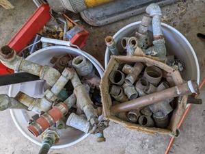 lot 254 image: A Collection of Various Pipe Fittings, Nuts and Bolts
