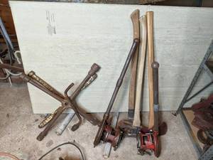 lot 154 image: Tire Iron, Axes, and Pipe Threaders
