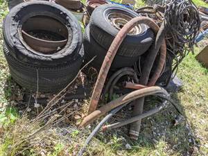 lot 301 image: Vintage Vehicle Tires With and Without Rims and More