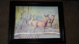 lot 432 image: Framed Deer Picture, 3D View.