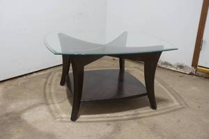 lot 11 image: Wooden Coffee Table with Glass Top