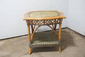 lot 28 image: Vintage Cane Bamboo table
