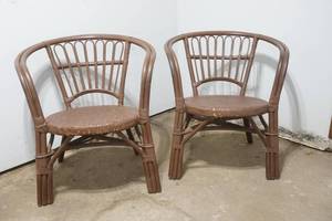 lot 38 image: Two bamboo and Wicker patio chair