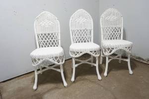 lot 39 image: Three Wicker patio chairs
