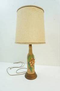 lot 50 image: Woven tropical themed wooden lamp
