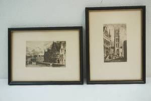 lot 76 image: Two black and white framed prints