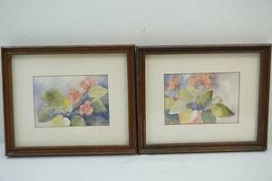 lot 77 image: Two floral water color framed prints